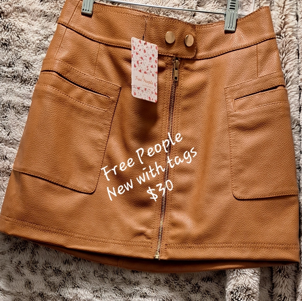 Free People Tan Mini Skirt